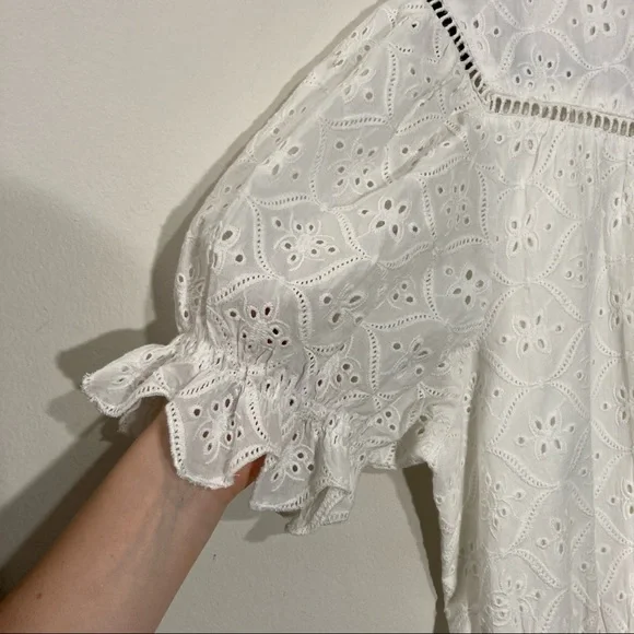 BA&SH White Embroidered Eyelet Beky Dress NWT 100% Cotton White Dress - Picture 11 of 16